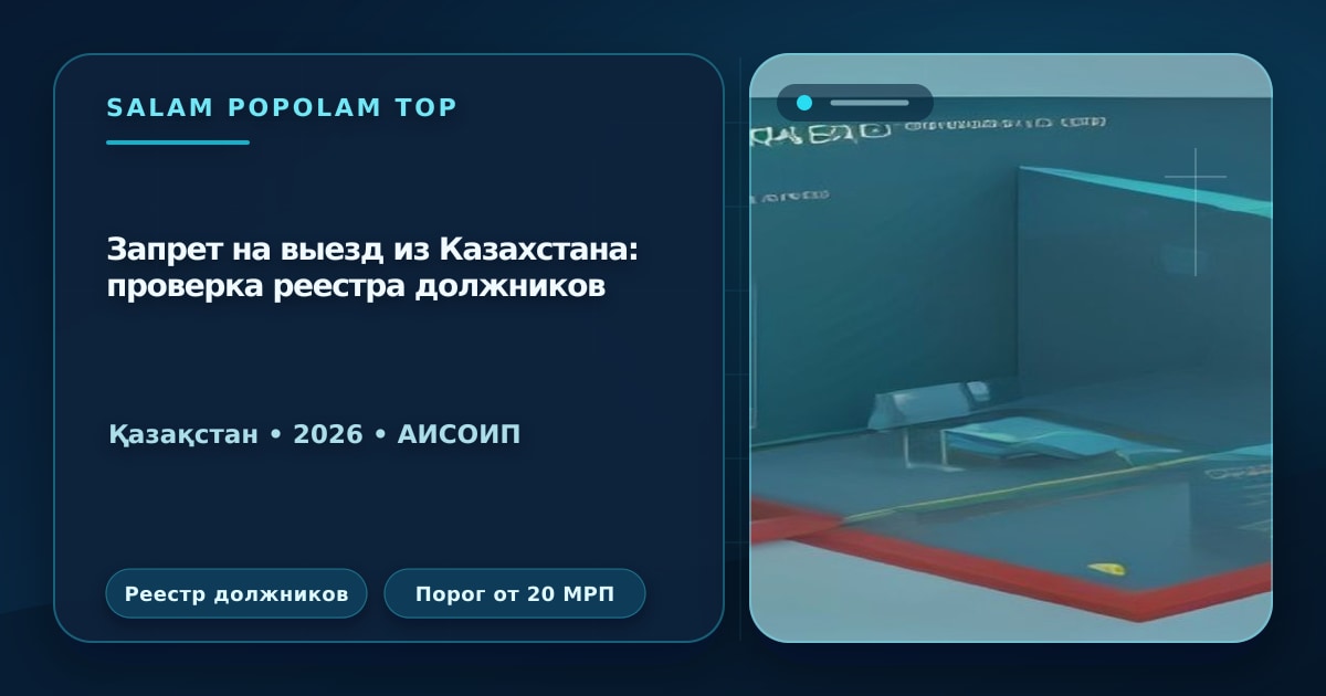 Инфографика проверки запрета на выезд из Казахстана в реестре должников 2026 года