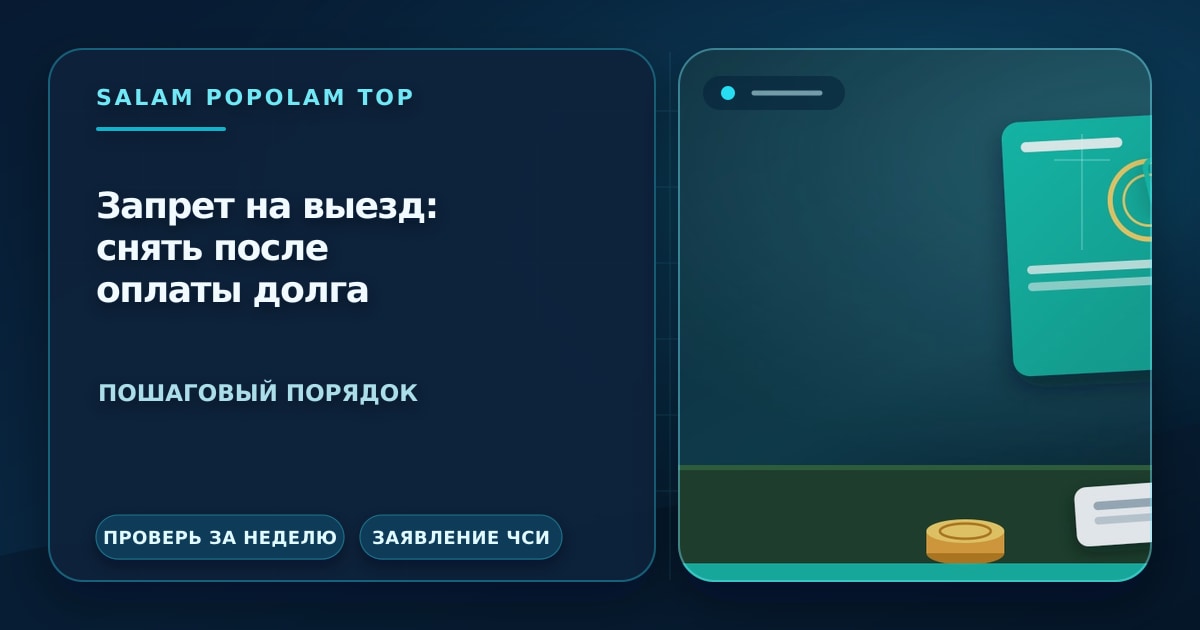 Редакционная иллюстрация: снятие запрета на выезд после оплаты долга — паспорт, квитанция об оплате и штамп-разрешение на вылет, без людей