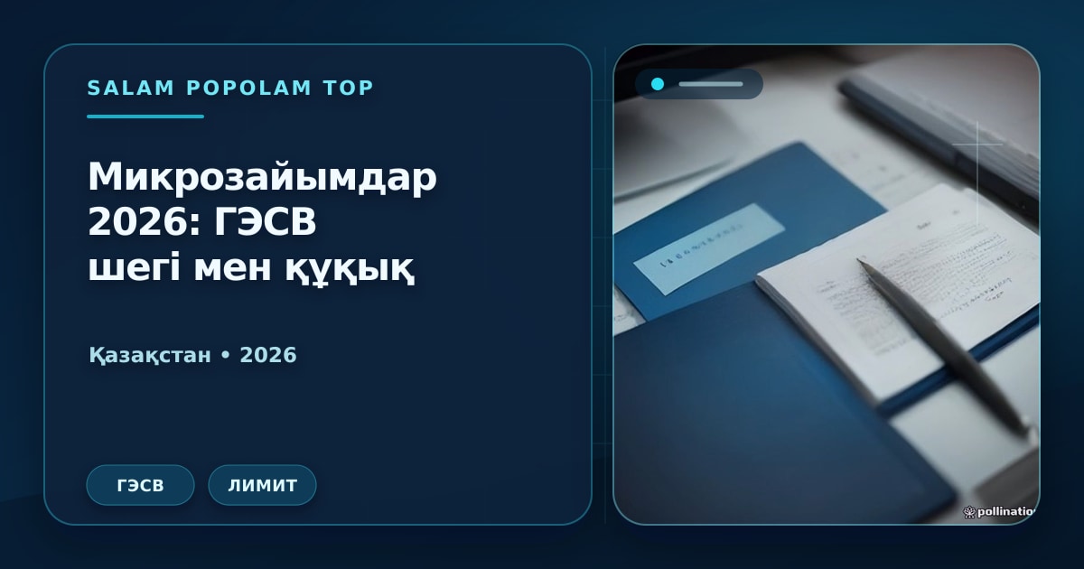 Редакционная обложка Салам Пополам Топ: Микрозаймы в Казахстане 2026 — ГЭСВ, лимиты и права заёмщика