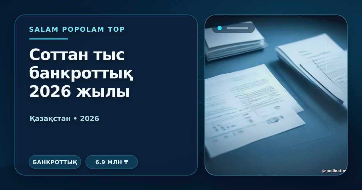 Редакционная обложка Салам Пополам Топ: Внесудебное банкротство физических лиц в Казахстане 2026 — как списать долги до 6.9 млн тенге