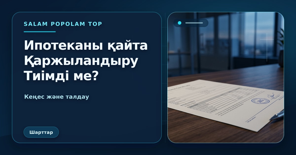 SalamPopolam: Ипотека рефинанс бағдарламаларын шолу
