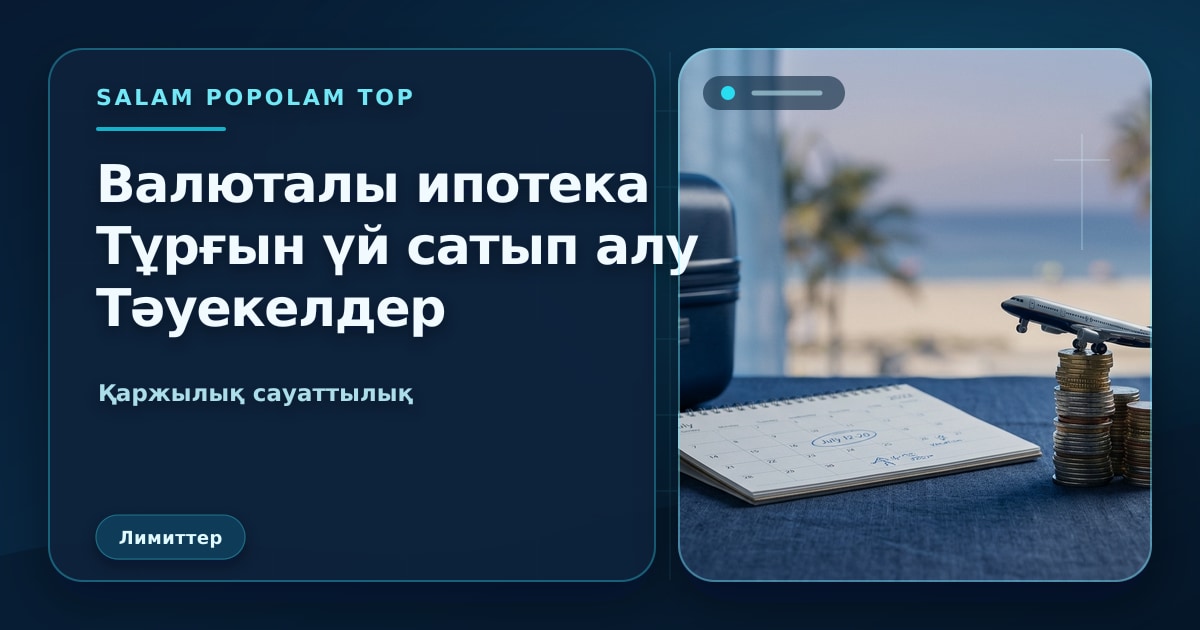 SalamPopolam: Ипотека үшін банкті БВҰ салыстыру