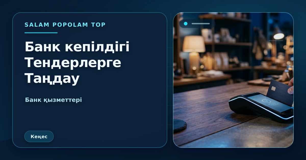 SalamPopolam: Тендерге банктік кепілдікті таңдау